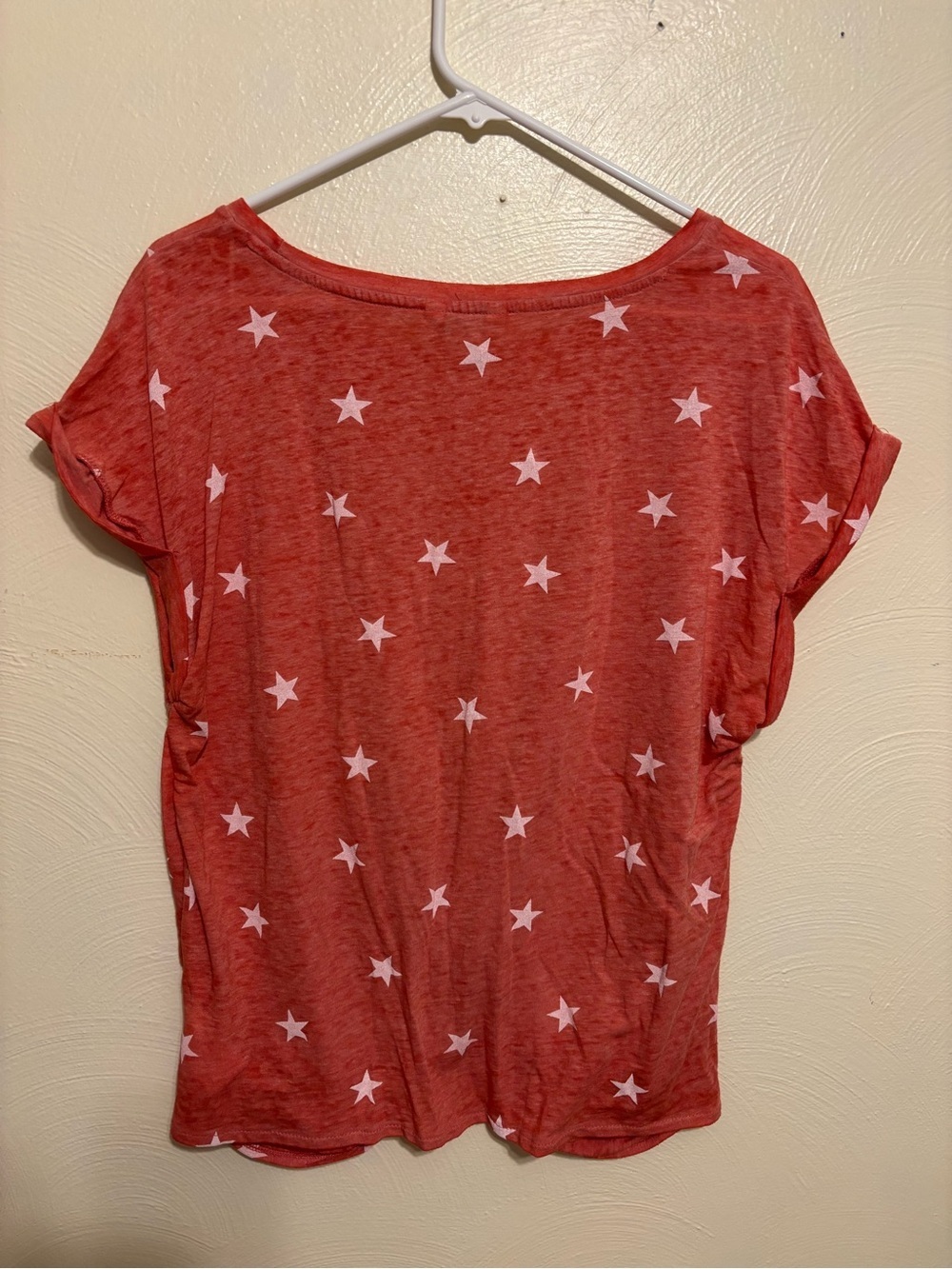 Lucky Brand Large Coral Star Print Twist Front Short Sleeve Tee Top - Picture 8 of 8